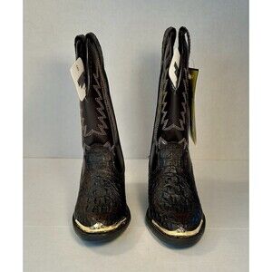 Smoky Mountain Cowboy Boots Toddler Size 9 Metal Toe Tips Pull Tab Dark Brown